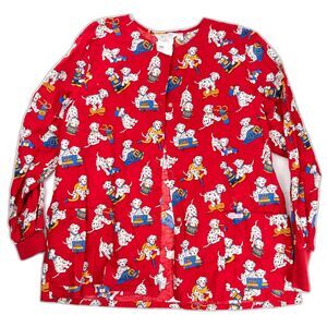Cherokee Inspired Comfort XL Scrub Top Fire Dept Dalmatian Dog Long Sleeve NWT